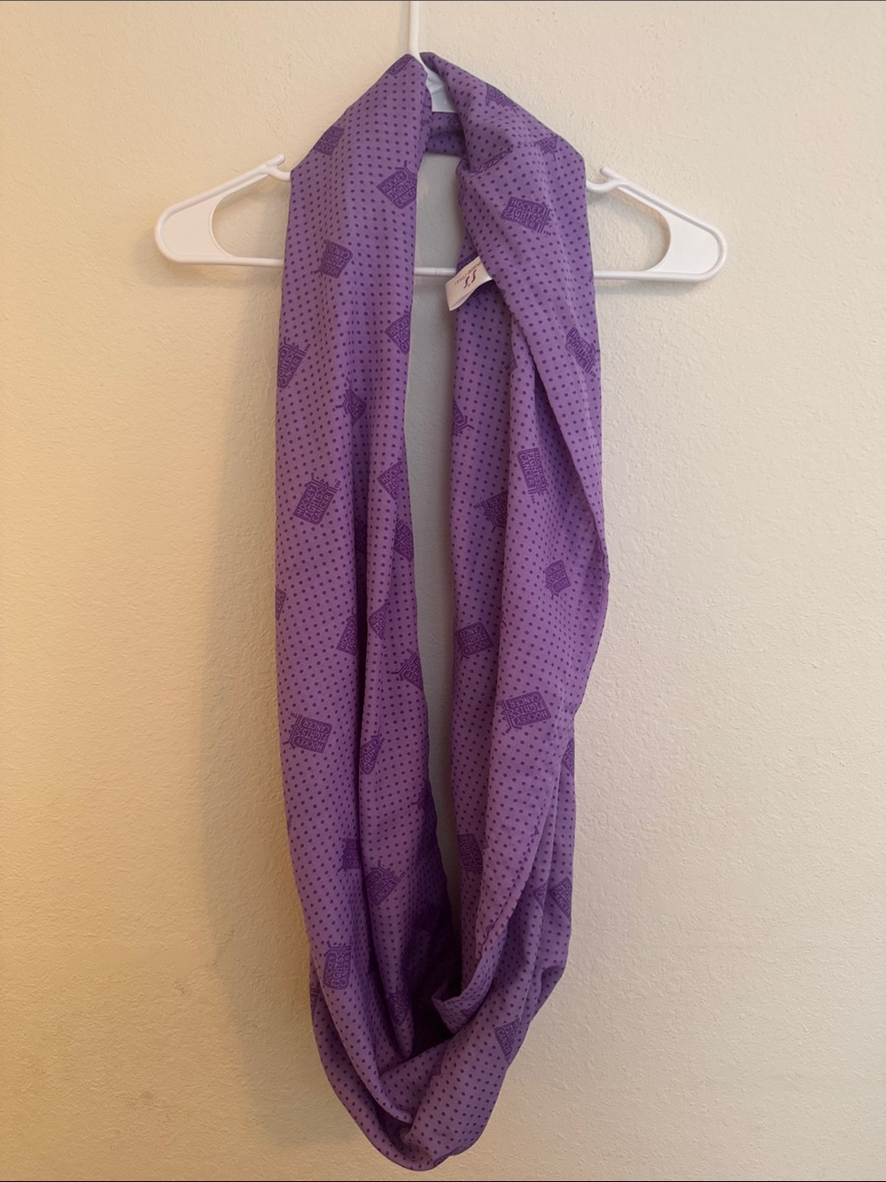 NHL Purple Polka Dot Scarf with Hockey Fights Cancer Tag